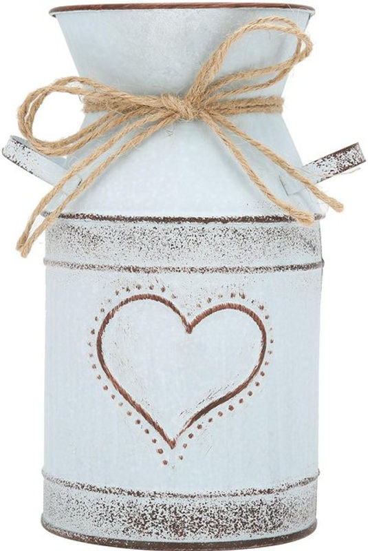 TOMTOP JMS Herzförmige Metallvase mit Tauendesign in Weiß für Innen und Außen - Bild 1