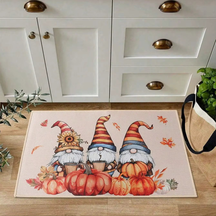 VIKAMA Herbst Fußmatte mit Zwerg und Kürbis für Outdoor und Indoor, Mehrfarbig, B/T: 60 x 40 cm - Bild 2
