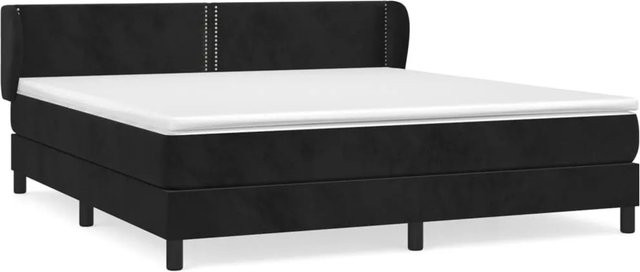 vidaXL Boxspringbett Hybrid mit Matratze und Taschenfederkern, Schwarz, Samt, B/T/H: 180 x 200 x 183 cm - Bild 1