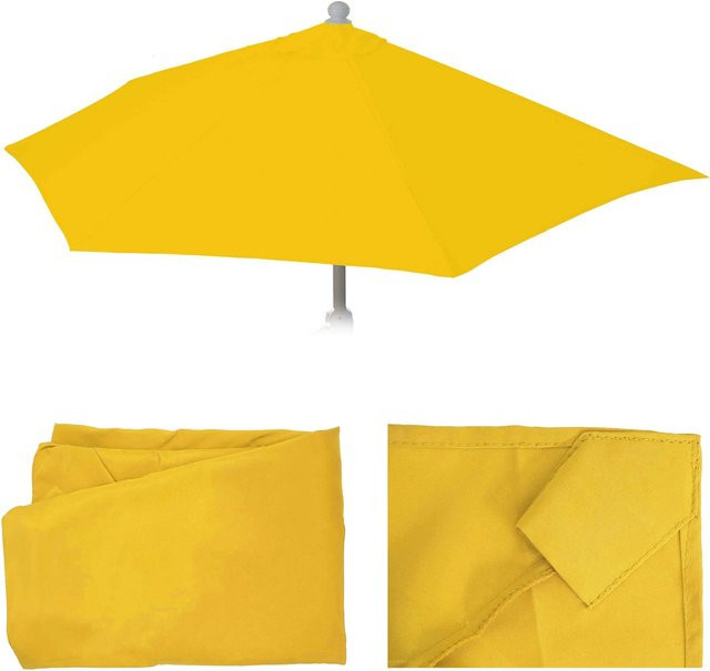 MCW Ersatzbezug für halbrunden Sonnenschirm Lorca in Gelb, Polyester mit UV-Schutz UPF 50+ - Bild 1