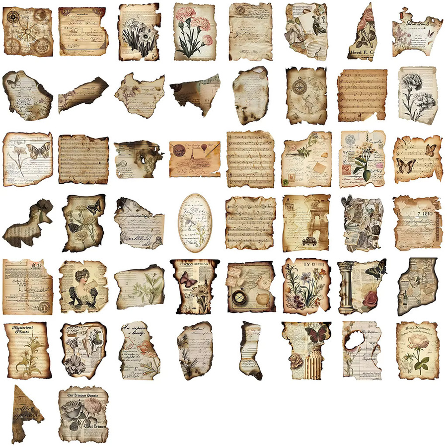 50 Stück Vintage Burned Fragment Graffiti-Aufkleber von AnimeWorlds Store, wasserfeste Dekoraufkleber in Multicolour für Gitarren, Notebooks und Gepäck - Bild 2