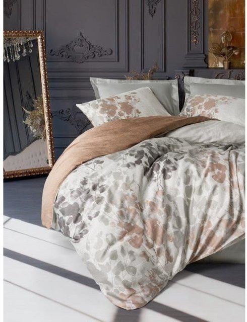 Bettwäsche-Set aus Mako-Satin aus 100% Baumwolle in Grau, bestehend aus 1 Bettbezug (Breite: 220 cm, Höhe: 240 cm) und 2 Kissenbezügen (Breite: 60 cm, Höhe: 80 cm) - Bild 1
