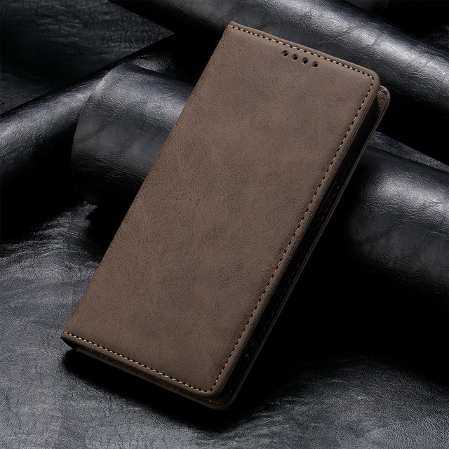 Magnetische Klapp-Lederhülle für Xiaomi Redmi Note Serie mit Geldbörse und Kartenhalter in Braun - Bild 1