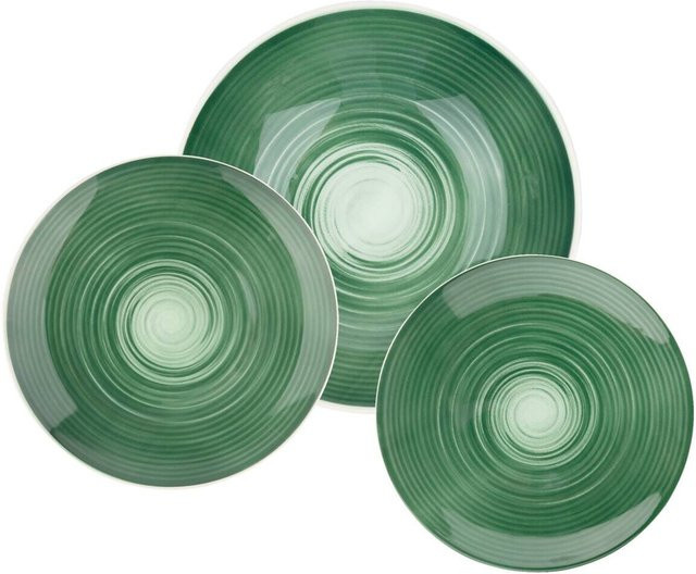 Hermann Miller Geschirrset Spiral Green aus Steinzeug in Grün für 18 Personen - Bild 1
