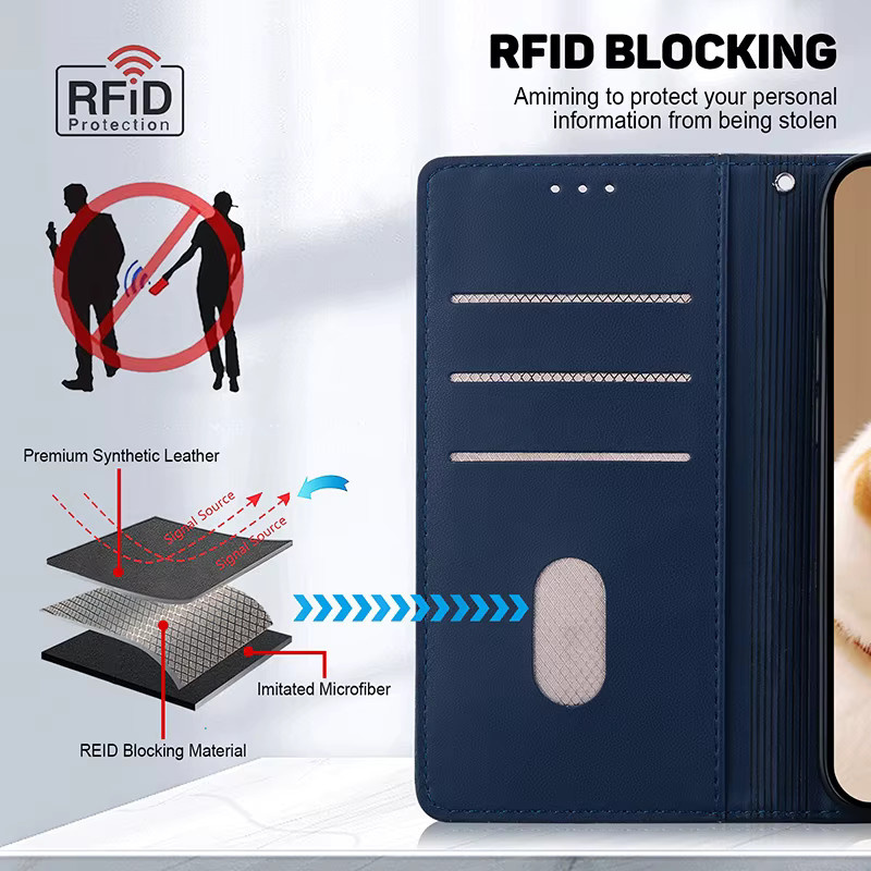 Magnetische Leder-Handyhülle Flip Cover Wallet Case für Motorola Moto E20 E30 E40 E7I Power E6 Play E7 Plus E22I E13 E6 Plus in Rot - Bild 5