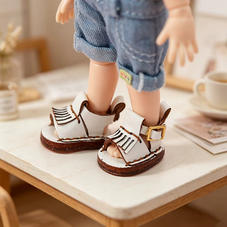 Tupursum Ob11 Puppe, Quasten-Sandalen, handgefertigte Schuhe aus Rindsleder, Spielzeugzubehör - Bild 5