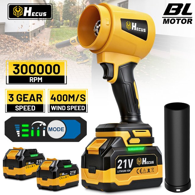 Hecus Bürstenloser Elektrischer Turbo-Gebläseventilator für Makita 18V Akku, Kabelloser Handgeführter Laub-, Staub- und Schneebläser für Garten, Hof und Autoreinigung - Bild 1