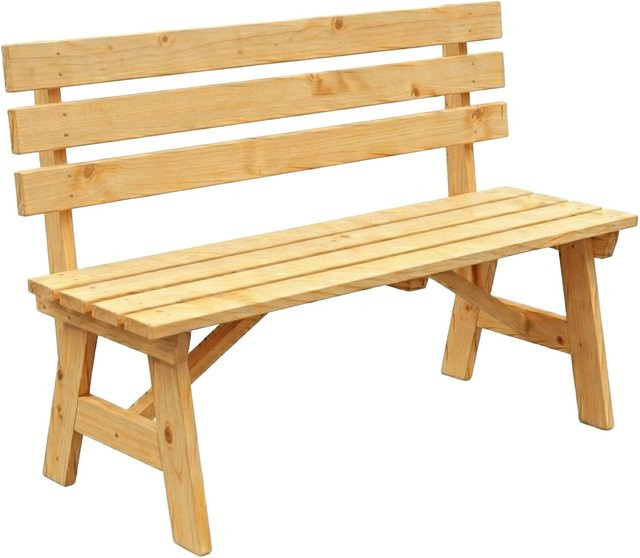 Relaxdays Gartenbank aus Tannenholz in Natur mit Rückenlehne, Farbe: Braun, B/T/H: 116 x 56 x 80 cm - Bild 1