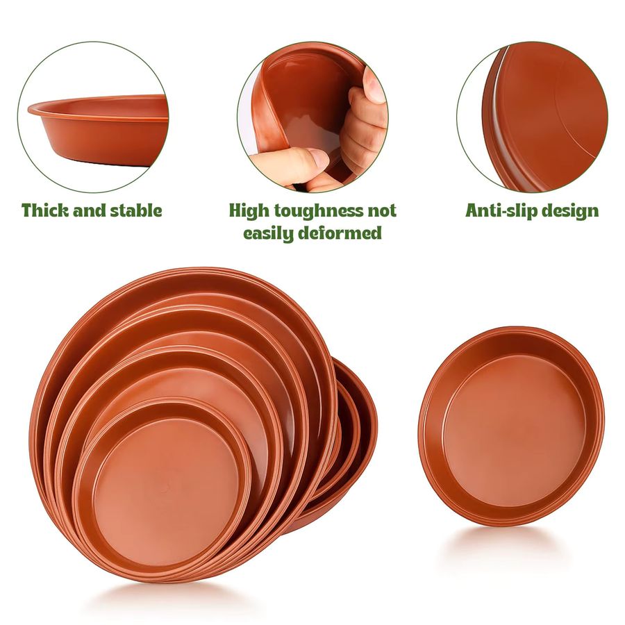 12er-Pack Blumentopf-Untertassen aus Kunststoff in 4 Größen, Tropfschalen für Garten und Pflanzen im Innen- und Außenbereich, Durchmesser: 18 cm, 22 cm, 24 cm und 26 cm - Bild 3