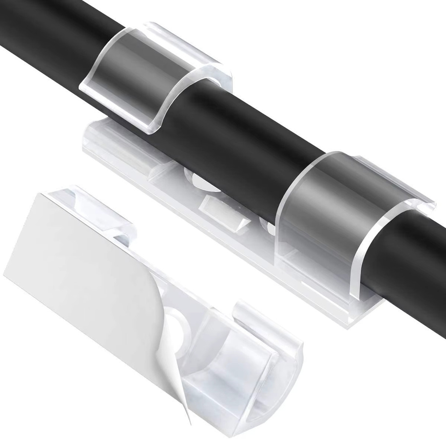 20 Stück Kabel Organizer Clips aus Kunststoff und Metall in Transparent für USB-C Kabel Management und Schreibtisch Ordnung - Bild 2