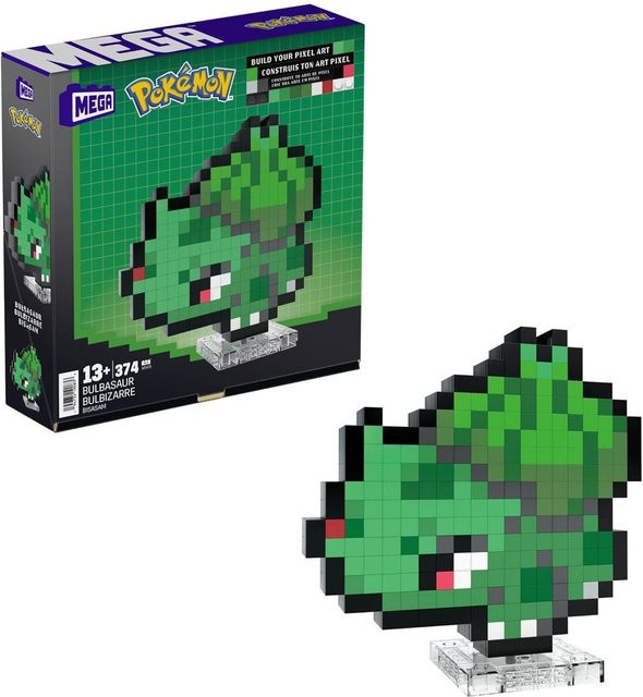 Mattel Pokémon Bisasam Pixel Art Bauset, 374 Teile - Bild 1