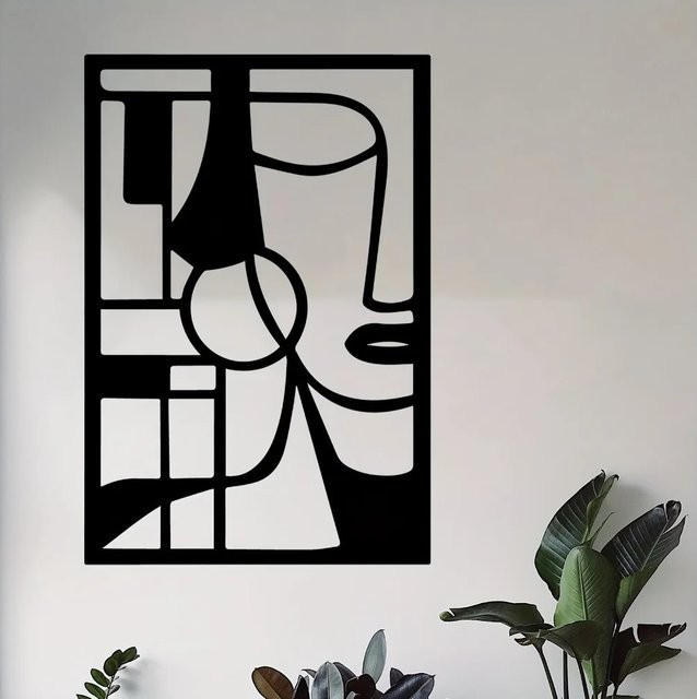 CIFBUY Moderne Abstrakte Metall-Wandkunst XL in Schwarz – Minimalistische Eisenskulptur für Innen- und Außenbereich - Bild 1