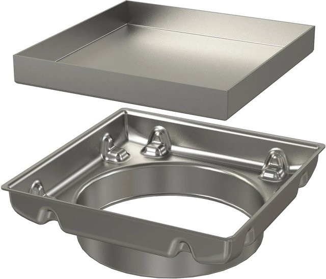 AlcaDrain Aufstockelement mit beidseitigem Rost aus Edelstahl in Silber, B/T: 13 x 13 cm - Bild 1
