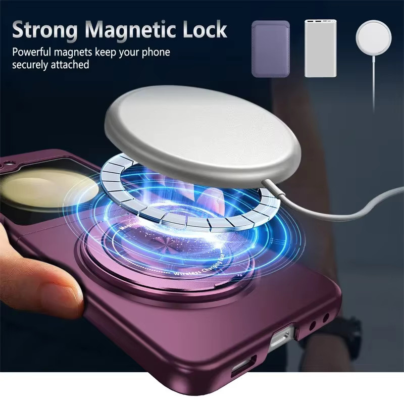 Magnetische Ring-Ständer Schutzhülle für Samsung Galaxy Z Flip 6, Z Flip 5, Z Flip 4 und Z Flip 3 in Schwarz und Lila - Bild 4