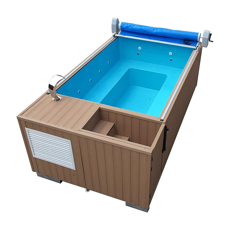Rechteckiger Familienwhirlpool aus Fiberglas in Blau für den Außenbereich - Bild 3