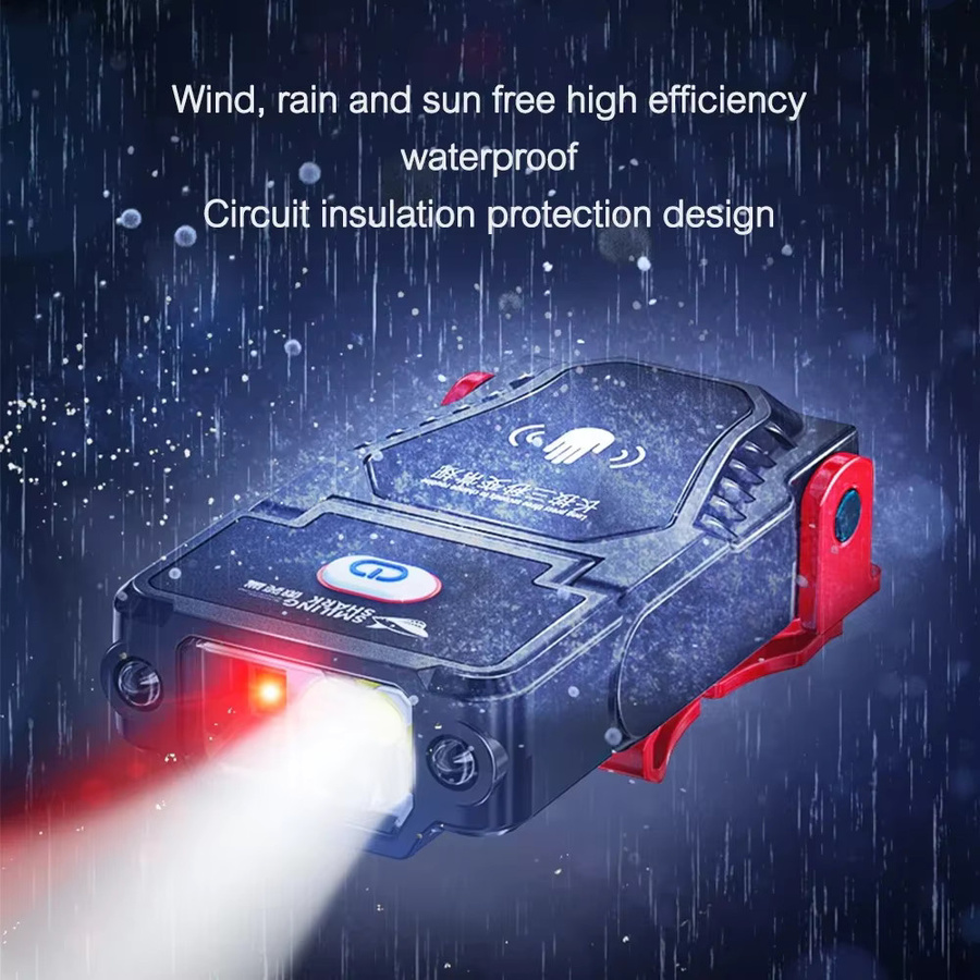 Mini LED Sensor Scheinwerfer mit Clip und einstellbarem Winkel, wasserdichte USB-aufladbare Lampe in Schwarz für Outdoor, Camping und Angeln - Bild 5