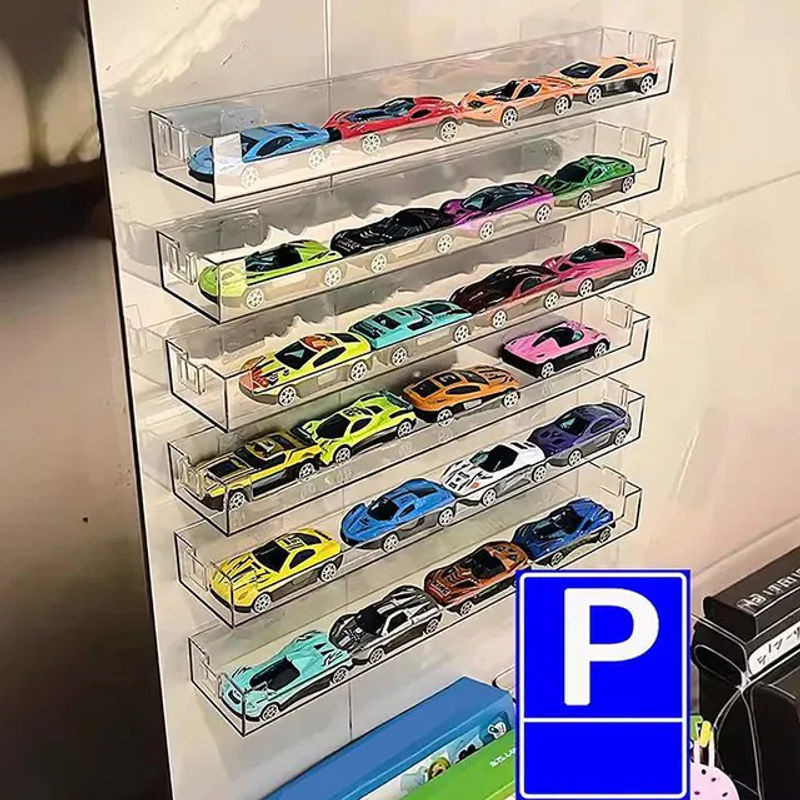 JINHF Staubdichte Acryl Auto Display Box zur Wandmontage für Spielzeugautos, Transparent - Bild 1