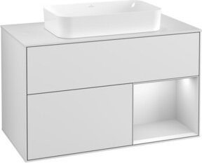 Villeroy & Boch Waschtischunterschrank Finion mit Abdeckplatte in Weiß lackiert, Breite: 100 cm, Tiefe: 50,1 cm - Bild 1