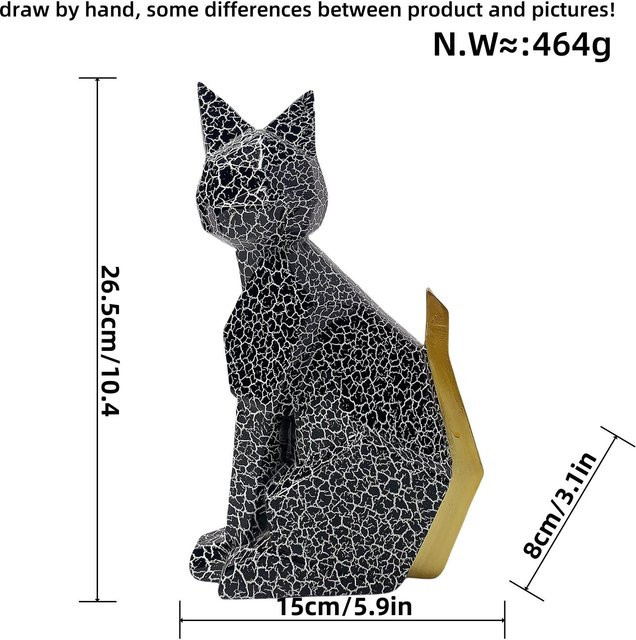 Geometrische Katzen-Dekoration von Yiran Furniture in Schwarz, Weiß und Multicolour für dein Zuhause oder Büro, Höhe: 8,0 cm, Breite: 26,5 cm, Tiefe: 8,0 cm - Bild 1