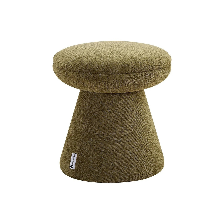 Sitzhocker Adeyoma von Vente-unique in Grün aus Chenille-Stoff, Durchmesser: 38,5 cm - Bild 2