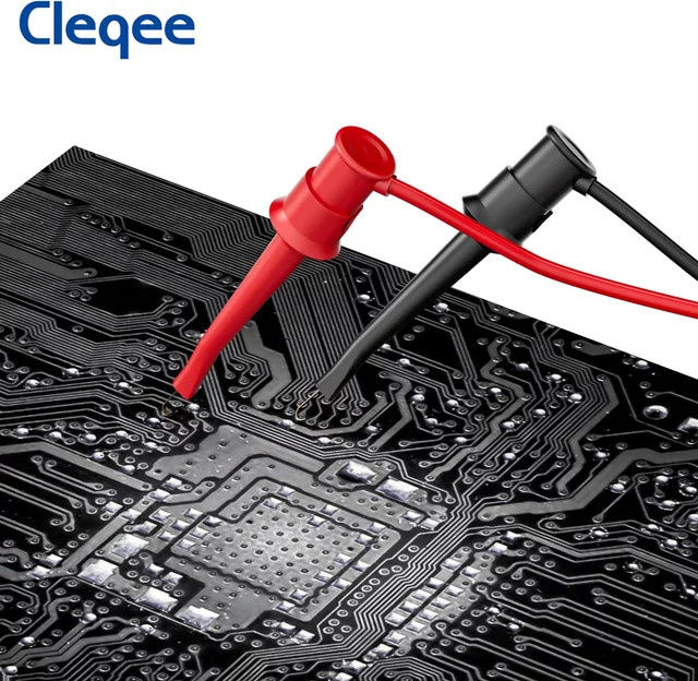 Cleqee P1007B Oszilloskop-Sonde mit BNC Q9 Stecker auf Dual-Testhaken-Clip und ABS Mini-Grabber Testkabel 120 cm für Elektronik - Bild 1