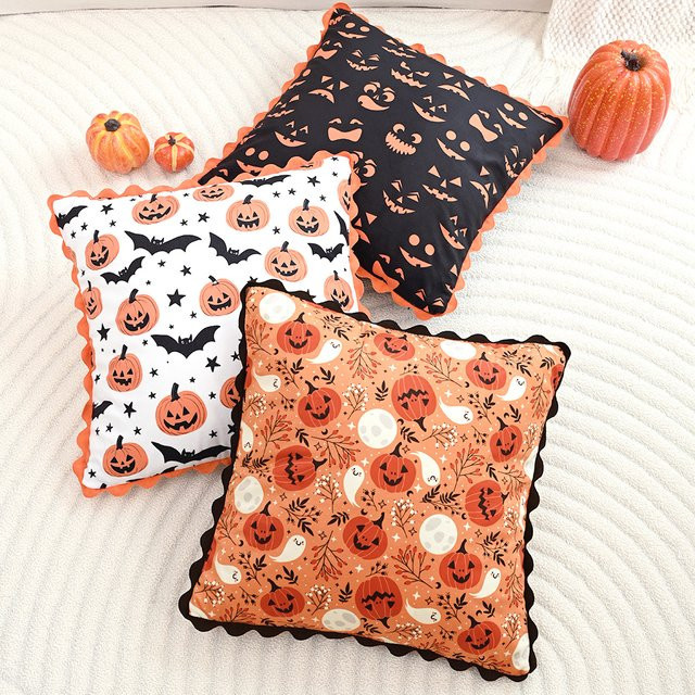 BUYNOW Kissenbezug mit Halloween-Kürbis-Print in Orange, 45,7 x 45,7 cm - Bild 1