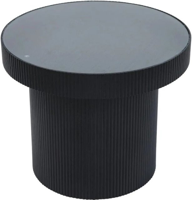 Svita Miguel Beistelltisch mit Glasplatte, runder Couchtisch in Schwarz, Durchmesser: 59 cm, Höhe: 45 cm - Bild 1