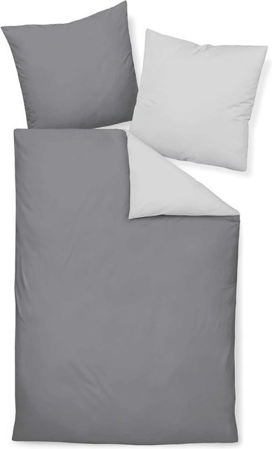 JANINE Unisex Bettwäsche aus Mako-Satin in Grau, B/H: 135 x 200 cm - Bild 1