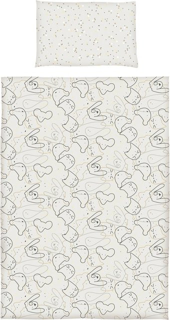 Sonne Renforcé Wende-Bettwäsche mit Tier-Motiven aus Baumwolle, Beige/Weiß, Kissenbezug B: 40 cm x 60 cm, Bettbezug B: 100 cm x 135 cm - Bild 1