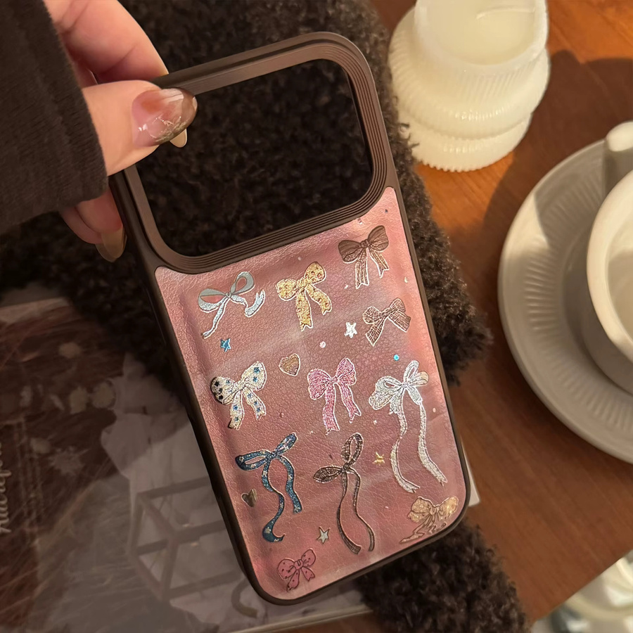 MUQGEW Handyhülle mit braunem Schleifenmuster für iPhone 11 bis iPhone 17 Pro Max, stoßfeste Schutzhülle, mehrfarbig - Bild 2