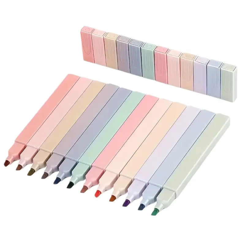 Set mit 12 fluoreszierenden Textmarkern in Multicolour mit Meißelspitze und quadratischem Schaft für deinen Bürobedarf - Bild 1