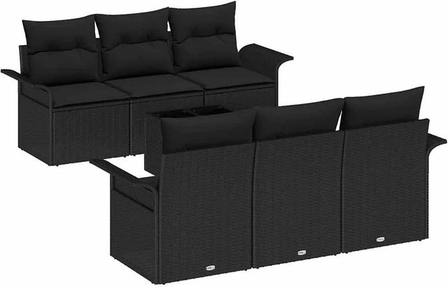 7-teiliges vidaXL Garten-Sofa-Set aus Poly-Rattan in Schwarz - Bild 1