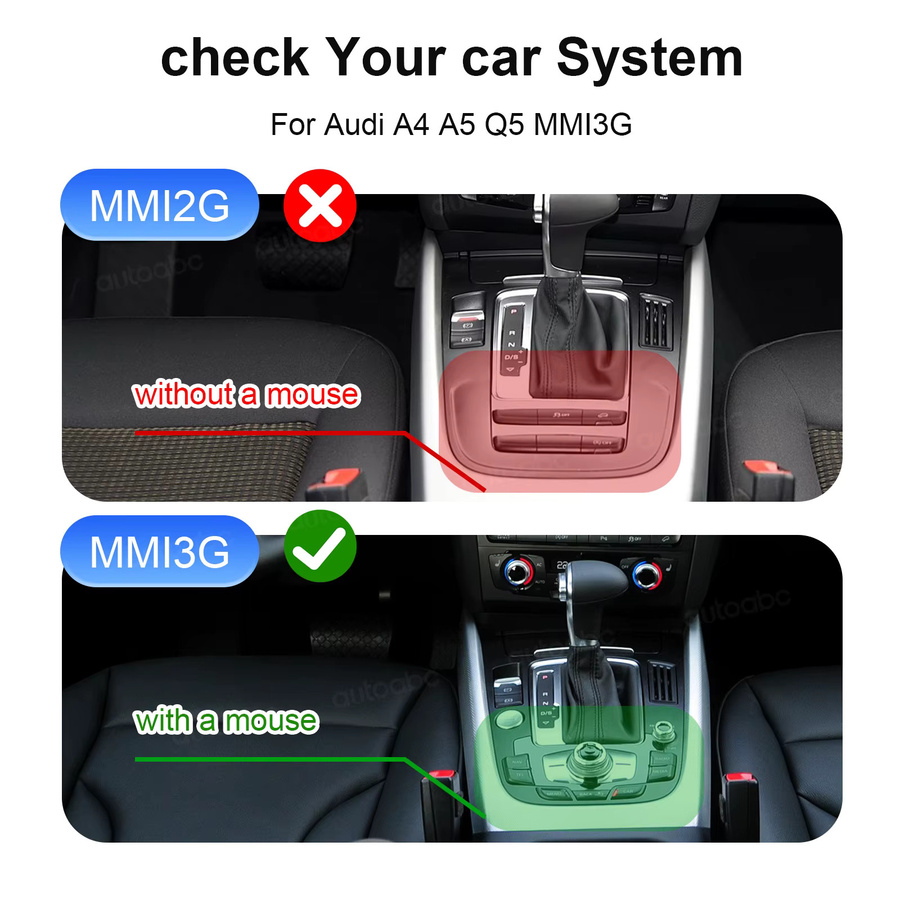AUTOABC Drahtloser CarPlay und Android Auto Interface Adapter für Audi A4 B8, A5 und Q5 (2009-2016) mit Bluetooth und GPS für MMI 3G Version - Bild 2