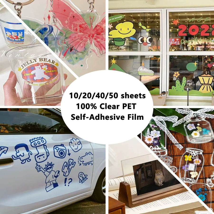 ESHANG Transparentes Vinyl Aufkleberpapier A4 für Tintenstrahldrucker, 100 % klares Kunststoffpapier für Scrapbooking und Dekoration - Bild 3