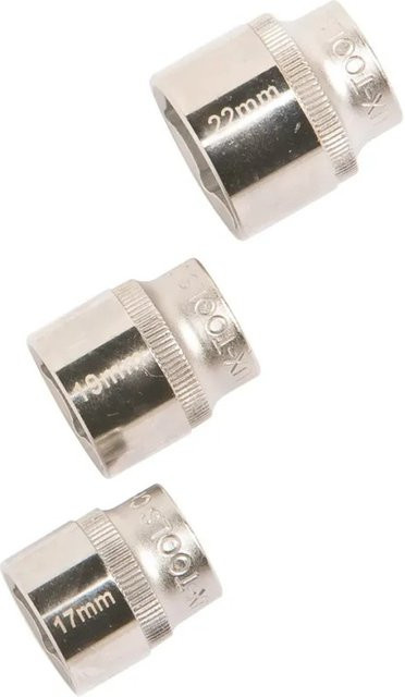LUX-TOOLS Steckschlüssel Set 3-teilig aus Chrom-Vanadium in Silber, 3/8 Zoll, 17 mm, 19 mm, 22 mm - Bild 1