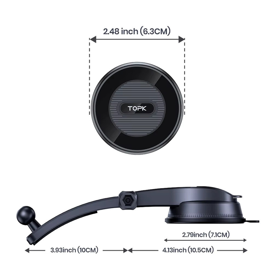 TOPK MagSafe Autohalterung mit 20 Super Magneten, magnetischer Telefonhalter für das Armaturenbrett in Schwarz - Bild 5