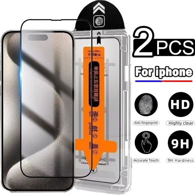 2 Stück MXZTSA HD Displayschutzfolie aus gehärtetem Glas für iPhone 16 15 14 13 12 11 Pro Max Plus XR XS, transparent - Bild 1