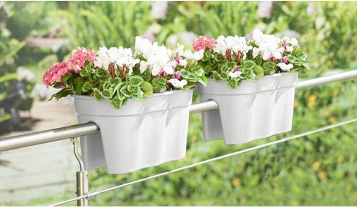 KHW Balkonkasten Flowerclip XL 2er Set Weiß - Bild 4