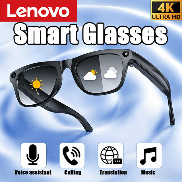 Lenovo Smart Glasses mit 100MP-Kamera, Bluetooth-Audio und GPT-gestütztem KI-Assistent in Schwarz - Bild 1