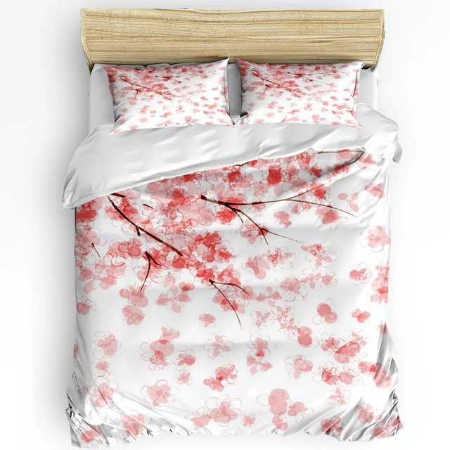 Your Warm Home Bettwäsche-Set mit Kirschblüten-Design in Rosa und Weiß, bestehend aus Bettbezug und Kissenbezügen, B/H: 140 x 200 cm - Bild 1
