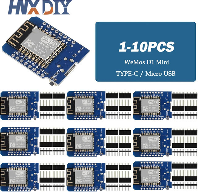 WeMos D1 Mini ESP8266 ESP-12F WiFi Entwicklung Board mit Type-C und Micro USB Anschluss in Blau - Bild 1