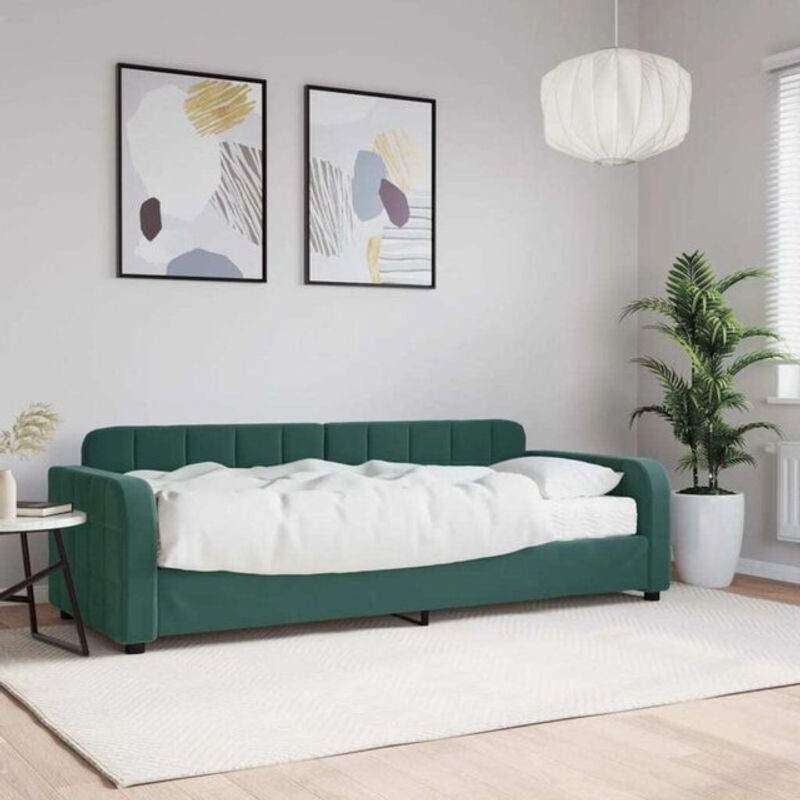 Vidaxl Polsterbett Tagesbett mit Matratze aus Samt und Metall in Grün, B/T/H: 200 x 80 cm - Bild 1