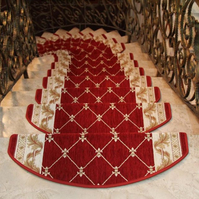 5er Set rutschfeste Treppenstufenmatten im nordischen Stil, selbstklebend, Farbe: Braun, B: 75 cm, T: 24 cm - Bild 1