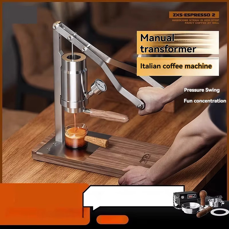 YunlinLi Tragbare Hebel-Espressomaschine in Silber, halbautomatische manuelle Kaffeemaschine für reichhaltige Crema im italienischen Stil - Bild 2