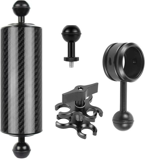 XT-XINTE Tauchgriff Float Auftriebsarm mit 1 Zoll Kugelkopfadapter D60mm und Verlängerungshalterung für GoPro, OSMO und 360 Actionkameras, Schwarz - Bild 1