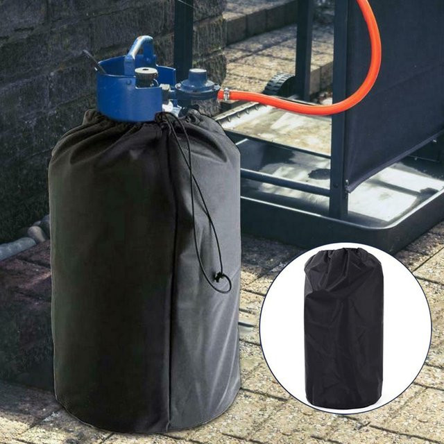 Wasserdichte Propan Tank Abdeckung aus 210D Oxford Polyester in Schwarz, B/T/H: 59,0 x 31,0 x 0 cm - Bild 1