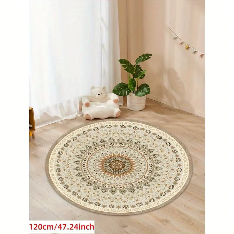 VIKAMA Vintage Boho Teppich Rund, Beige, Durchmesser: 80 cm - Bild 3
