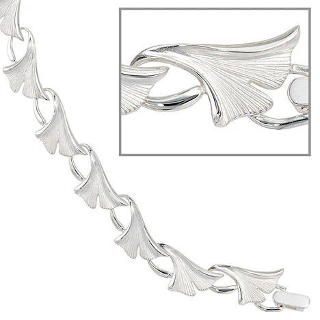 Colfem Armband Ginkgo, 925 Sterling Silber, mattiert, 19 cm, Unisex - Bild 1