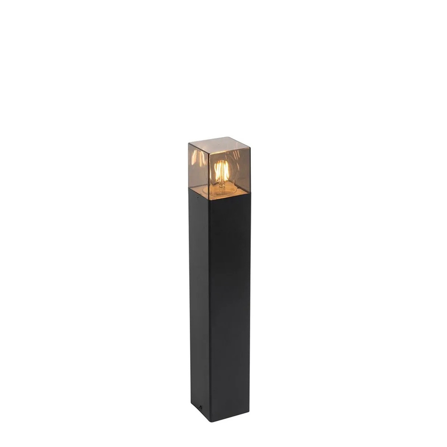QAZQA Stehende Außenlampe Schwarz IP44 mit E27 Fassung und Rauchglaseffekt, Höhe: 50 cm - Bild 2