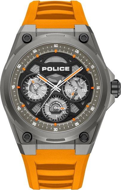 Police Herrenuhr Dominion, Quarz, Edelstahl, 45 mm, Silikon, Schwarz, 5 ATM - Bild 1